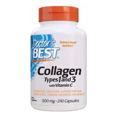 Doctor's Best Cel mai bun colagen al doctorului, tip I și III cu vitamina C 500 mg, 240 capsule