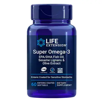 Life Extension Super Omega-3 EPA/DHA ulei de pește, lignani de susan și extract de măsline, 60 d