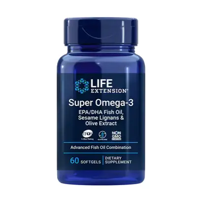 Life Extension Super Omega-3 EPA/DHA ulei de pește, lignani de susan și extract de măsline (ulei