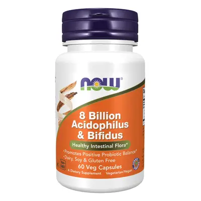 Now® Foods NOW 8 miliarde de Acidophilus și Bifidus, 8 miliarde de probiotice, 3 tulpini pentru 