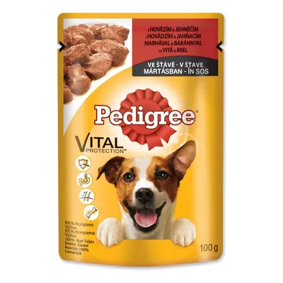 PEDIGREE, XS-XL, Vită și Miel, plic hrană umedă câini, (în sos), 100g