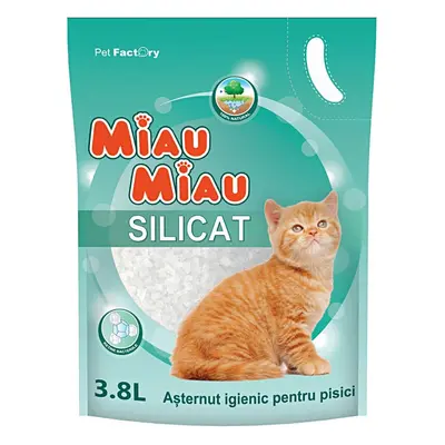 MIAU MIAU, neparfumat, așternut igienic pisici, granule, silicat, neaglomerant, neutralizare mir