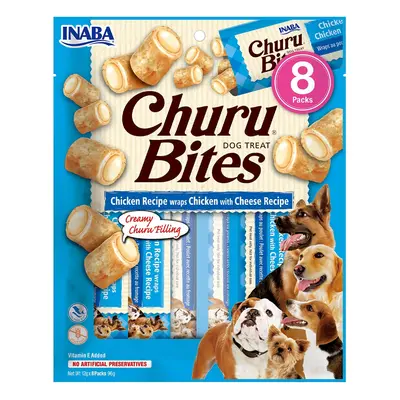 INABA Churu Bites, Pui cu Brânză, recompense fără cereale câini, pernute umplute, 12g x