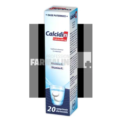 Calcidin + Vitamina D3 + Vitamina K 20 comprimate efervescente