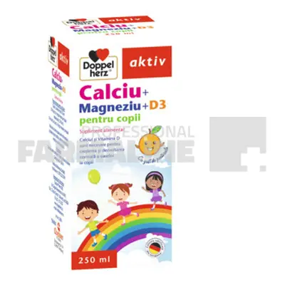 Doppelherz Aktiv Calciu + Magneziu + D3 Sirop pentru copii 250 ml