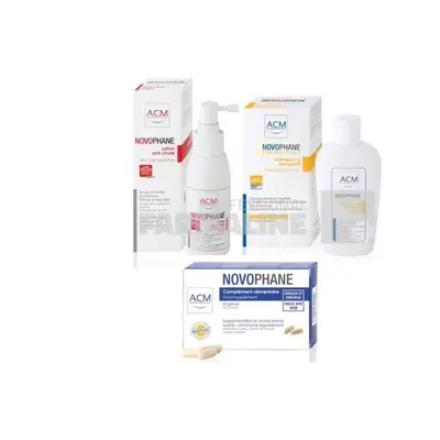 ACM Pachet Novophane Lotiune anticadere 100 ml + Sampon energizant 200 ml + Unghii si par capsul