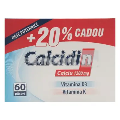 Calcidin + Vitamina D3 + Vitamina K 60 plicuri 20% Cadou