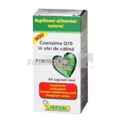 Coenzima Q10 in ulei de catina Forte Plus 60mg 40 capsule