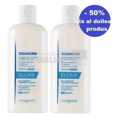 Ducray Squanorm Sampon matreata grasa 200 ml Oferta 1 + 1 - 50% Din al II - lea