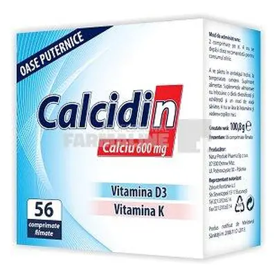 Calcidin + Vitamina D3 + Vitamina K 56 comprimate filmate