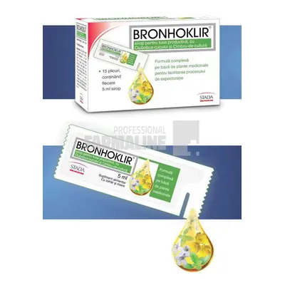 Bronhoklir Sirop pentru tuse productiva 5 ml x 15 plicuri