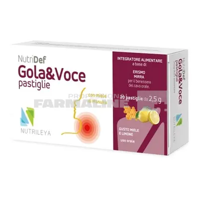 NutriDef Gola&Voce cu Miere de Manuka si Lamaie 20 pastile