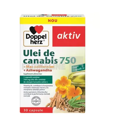 Doppelherz Ulei de Canabis 750 + Mac californian + Ashwagandha 30 capsule