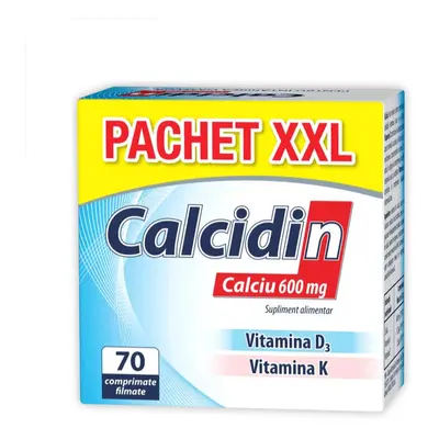 Calcidin + Vitamina D3 + Vitamina K 70 comprimate filmate Pachet XXL