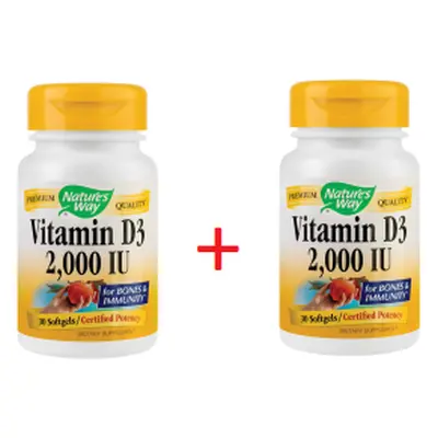 Vitamina D3 pentru adulti 2000 UI 30 capsule 1 + 1 50% din al II lea