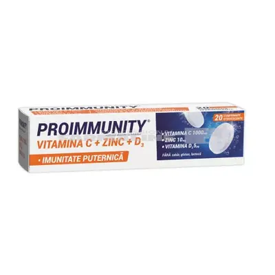 Proimmunity Vitamina C + Zinc + D3 20 comprimate efervescente