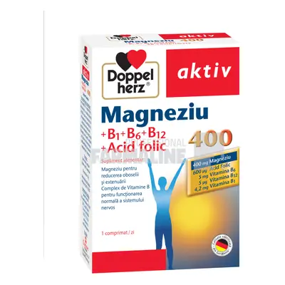 Doppelherz Aktiv Magneziu 400 + B1 + B6 + B12 + Acid folic 30 comprimate