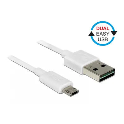 Cablu EASY-USB 2.0 tip A la EASY-USB 2.0 tip Micro-B T-T Alb 0.5m, Delock 84806