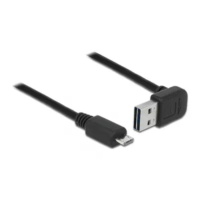 Cablu EASY-USB 2.0 tip A unghi sus/jos la micro USB-B T-T 5m Negru, Delock 83538