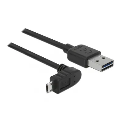 Cablu EASY-USB 2.0 tip A la micro USB-B EASY-USB unghi sus/jos T-T 3m Negru, Delock 83857