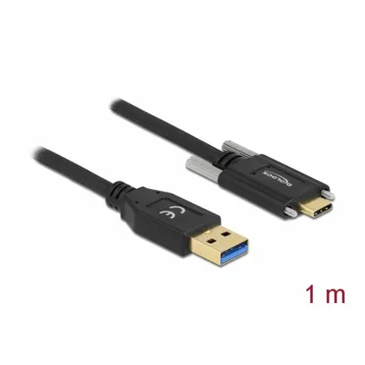 Cablu SuperSpeed USB 10 Gbps (USB 3.1 Gen 2) tip A la USB-C cu suruburi pe laterale T-T 1m Negru