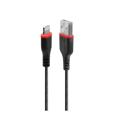 Cablu de date + incarcare USB la iPhone Lightning rezistent 1m Negru, Lindy L31291