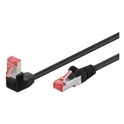 Cablu de retea cat 6 SFTP cu 1 unghi 90 grade 10m Negru, Goobay G51547