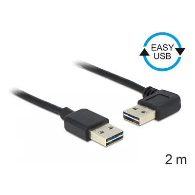 Cablu EASY-USB 2.0 tip A la EASY-USB 2.0 tip A unghi stanga/dreapta T-T 2m negru, Delock 85557