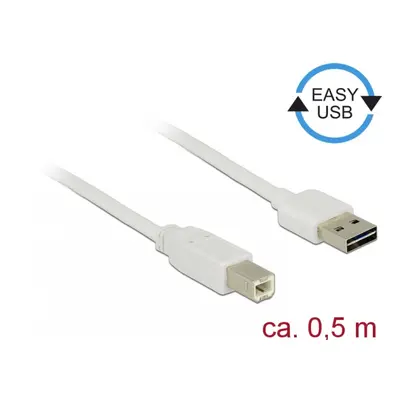 Cablu EASY-USB 2.0 tip A la USB-B T-T 0.5m Alb, Delock 83685