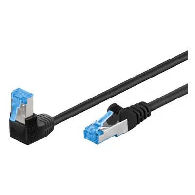 Cablu de retea cat 6A SFTP LSOH cu 1 unghi 90 grade 10m Negru, Goobay G51561