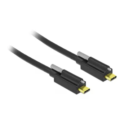 Cablu SuperSpeed USB 10 Gbps (USB 3.1 Gen 2) tip C cu surub sus T-T 1m Negru, Delock 83719