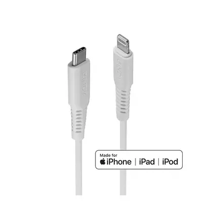 Cablu de date si incarcare Quick Charge USB type C la Lightning MFI 1m T-T Alb, Lindy L31316