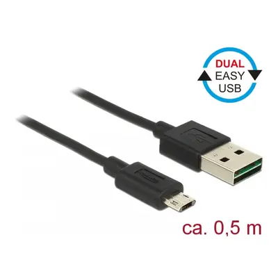 Cablu EASY-USB 2.0 tip A la EASY-USB 2.0 tip Micro-B T-T Negru 0.5m, Delock 83845