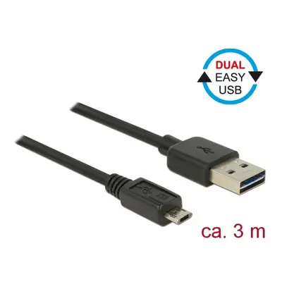 Cablu EASY-USB 2.0 tip A la EASY-USB 2.0 tip Micro-B T-T Negru 3m, Delock 83851