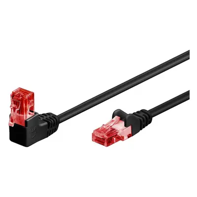 Cablu de retea cat 6 UTP cu 1 unghi 90 grade 10m Negru, Goobay G51519