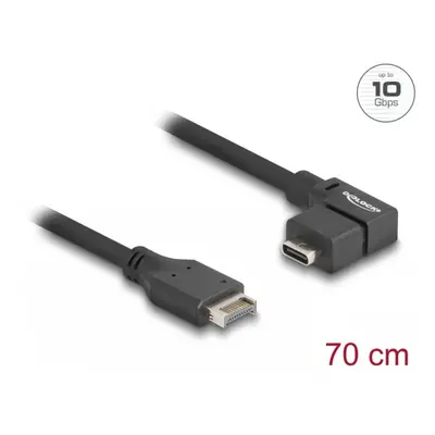 Cablu USB tip E Key A 20 pini la USB Type C unghi 90 grade T-M 70cm, Delock 85759