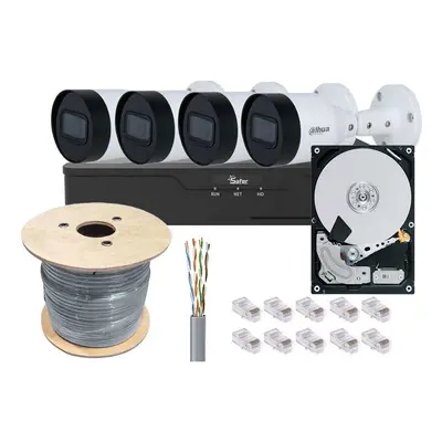 Kit de supraveghere IP complet, 4 camere exterior 5MP, lentila 2.8 mm, IR 30m, Audio, NVR 8 cana