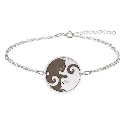 Yin&Yang - Bratara personalizata cu doua pisici din argint 925