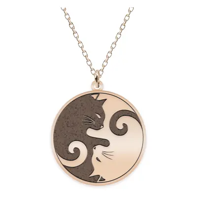 Yin&Yang - Colier personalizat cu doua pisici din argint 925 placat cu aur roz