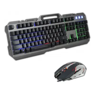 Kit Gaming Interceptor 2, Mouse si Tastatura Metalica, Suport Smartphone, USB, Iluminare LED