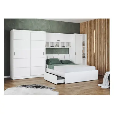 Set dormitor alb pat tapitat - Blanco - Configuratia 10