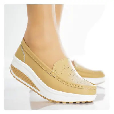 Pantofi dama casual Bej piele naturala nancy