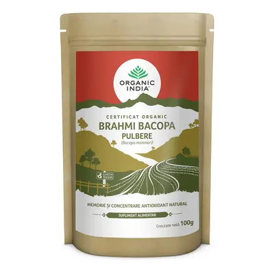 Brahmi Bacopa Pulbere | Memorie si Concentrare, Antioxidant Natural, eco, 100g, Organic India