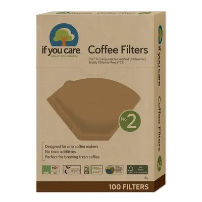 Filtre de cafea marimea 2, nealbite, fara clor, compostabile, 100buc, If You Care