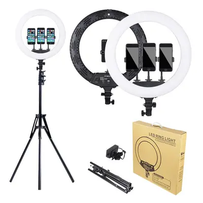 Lampa Circulara Foto LED 55cm, Lumina Rece/Calda, Ring Light cu Trepied, Geanta si Suporti Telef