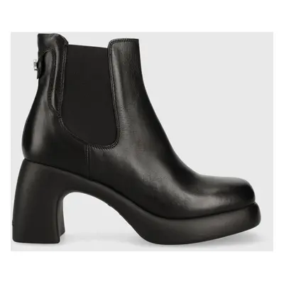 Karl Lagerfeld ghete chelsea de piele ASTRAGON femei, culoarea negru, cu toc drept, KL33840