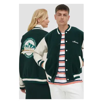 The Mercer Brand jacheta bomber din lana culoarea verde, de tranzitie