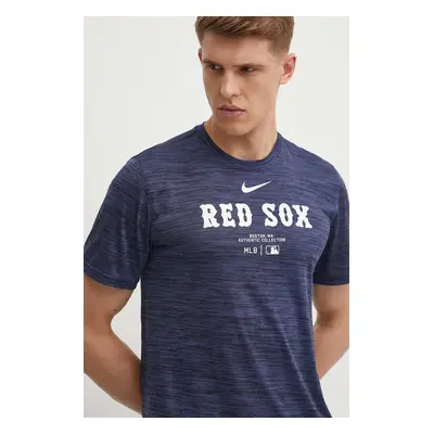 Nike tricou Boston Red Sox barbati, culoarea albastru marin, cu imprimeu