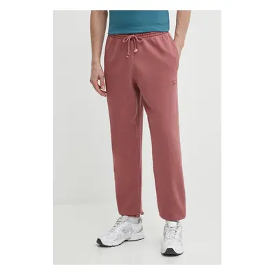 Reebok pantaloni de trening culoarea bordo, neted, 100076352