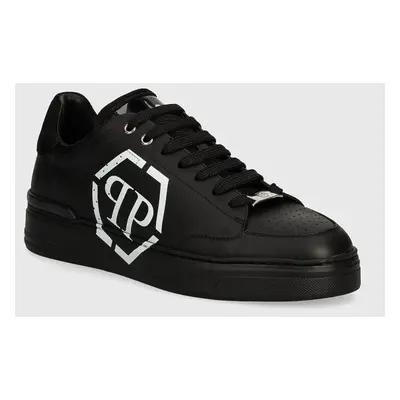 Philipp Plein sneakers din piele Lo-Top Hexagon culoarea negru, MSC3981 PLE005N 0202